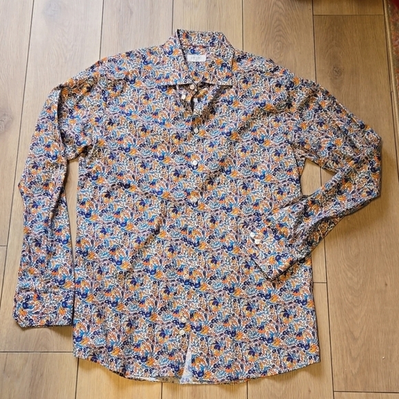 Eton Other - ETON Men's Colorful Floral Print Slim Fit Cotton Shirt Size 43 17